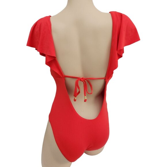 Trina Turk NWT Red Swimsuit Monaco Flame One Piece Back Tie 10 - Picture 4 of 5